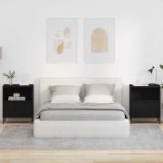 vidaXL Nattduksbord 2 pcs Svart 49 x 36 x 61 cm Konstruerat trä