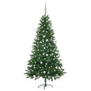 vidaXL Belyst plastgran med kulor 180 cm grön