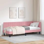 vidaXL Hörn Sängram med huvudgavel Rosa 80 cm x 200 cm Sammet
