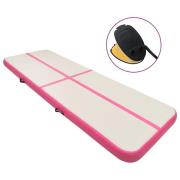 vidaXL Uppblåsbar gymnastikmatta med pump 400x100x20 cm PVC rosa