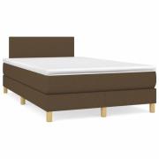 vidaXL Ramsäng med madrass & LED mörkbrun 120x190 cm tyg