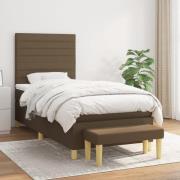 vidaXL Ramsäng med madrass mörkbrun 90x190 cm tyg