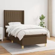 vidaXL Ramsäng med madrass mörkbrun 90x190 cm tyg