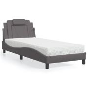 vidaXL Bed "Viana" with Mattress Grey 90x200 cm Faux Leather