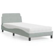 vidaXL Bed with Mattress "Dover" Light Grey 90x200 cm Velvet
