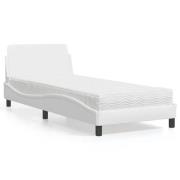 vidaXL Bed with Mattress "Dover" White 90x200 cm Faux Leather