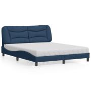 vidaXL Bed with Mattress "Hvar" Blue 160x200 cm Fabric