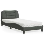 vidaXL Bed with Mattress "Hvar" Dark Grey 90x200 cm Fabric