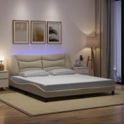 vidaXL Bed Frame with LED without Mattress "Hvar" Cream 180x200 cm Fab...