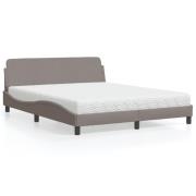 vidaXL Bed with Mattress "Dover" Taupe 160x200 cm Fabric