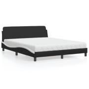 vidaXL Bed with Mattress "Dover" Black and White 160x200 cm Faux Leath...