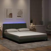 vidaXL Bed Frame with LED without Mattress "Hanko" Light Grey 160x200 ...