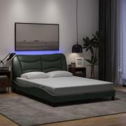 vidaXL Bed Frame with LED without Mattress "Hvar" Dark Grey 140x200 cm...