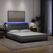 vidaXL Bed Frame with LED without Mattress "Hvar" Light Grey 160x200 c...