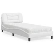 vidaXL Bed with Mattress "Hvar" White 90x190 cm Faux Leather