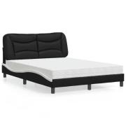 vidaXL Bed with Mattress "Hvar" Black and White 120x200 cm Faux Leathe...
