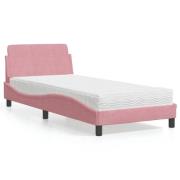 vidaXL Bed with Mattress "Dover" Pink 90x200 cm Velvet