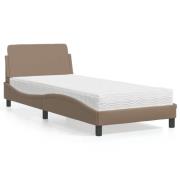 vidaXL Bed with Mattress "Dover" Cappuccino 90x200 cm Faux Leather