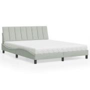 vidaXL Bed with Mattress "Hanko" Light Grey 160x200 cm Velvet