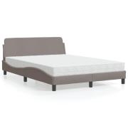vidaXL Bed with Mattress "Dover" Taupe 140x190 cm Fabric