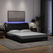 vidaXL Bed Frame with LED without Mattress "Hvar" Black 160x200 cm Fab...