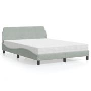 vidaXL Bed with Mattress "Dover" Light Grey 140x200 cm Velvet