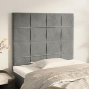 vidaXL Sänggavel ljusgrå 100x5x118/128 cm sammet