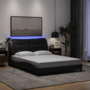 vidaXL Bed Frame with LED without Mattress "Hvar" Black 120x200 cm Fab...