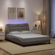 vidaXL Bed Frame with LED without Mattress "Hvar" Taupe 140x190 cm Fab...