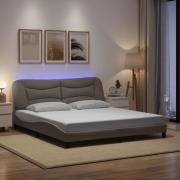 vidaXL Bed Frame with LED without Mattress "Hvar" Taupe 180x200 cm Fab...