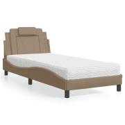 vidaXL Bed "Viana" with Mattress Cappuccino 90x200 cm Faux Leather