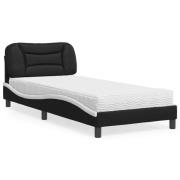 vidaXL Bed with Mattress "Hvar" Black and White 90x190 cm Faux Leather