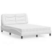 vidaXL Bed with Mattress "Hvar" White 140x190 cm Faux Leather