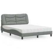 vidaXL Bed with Mattress "Hvar" Light Grey 140x190 cm Fabric