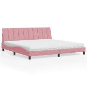 vidaXL Bed with Mattress "Hanko" Pink 200x200 cm Velvet