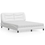 vidaXL Bed with Mattress "Hvar" White 160x200 cm Faux Leather