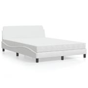 vidaXL Bed with Mattress "Dover" White 140x190 cm Faux Leather