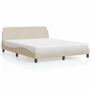vidaXL Bed with Mattress "Dover" Cream 160x200 cm Fabric