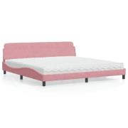 vidaXL Bed with Mattress "Dover" Pink 200x200 cm Velvet