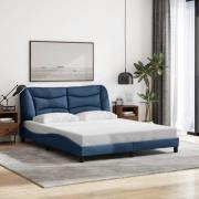 vidaXL Bed Frame with LED without Mattress "Hvar" Blue 160x200 cm Fabr...