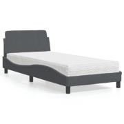 vidaXL Bed with Mattress "Dover" Dark Grey 90x200 cm Velvet