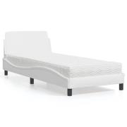 vidaXL Bed with Mattress "Dover" White 90x190 cm Faux Leather