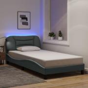 vidaXL Bed Frame with LED without Mattress "Hvar" Light Grey 100x200 c...