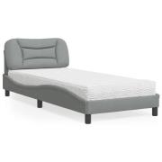 vidaXL Bed with Mattress "Hvar" Light Grey 90x190 cm Fabric