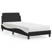 vidaXL Bed with Mattress "Dover" Black and White 90x200 cm Faux Leathe...
