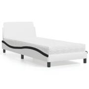 vidaXL Bed with Mattress "Dover" White and Black 90x190 cm Faux Leathe...