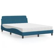 vidaXL Bed with Mattress "Dover" Blue 120x200 cm Velvet