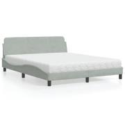 vidaXL Bed with Mattress "Dover" Light Grey 160x200 cm Velvet