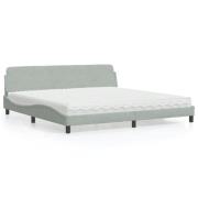 vidaXL Bed with Mattress "Dover" Light Grey 200x200 cm Velvet