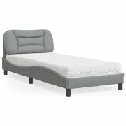 vidaXL Bed with Mattress "Hvar" Light Grey 80x200 cm Fabric